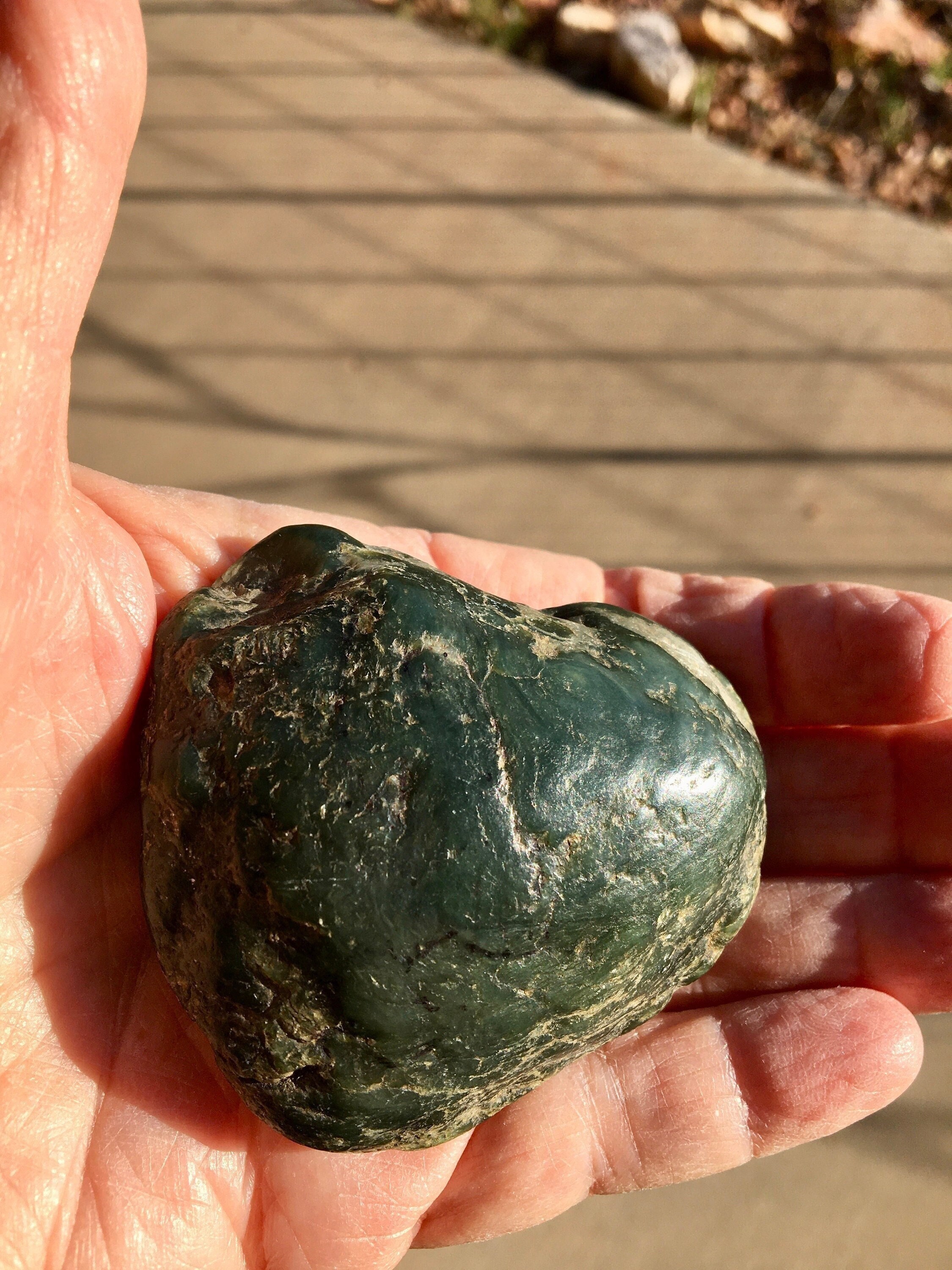Nephrite JADE HEART: Big Sur, California 4.4 Ounces 124.8 Grams