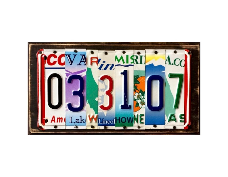 You can pick the states! 10th 15th 20th Year Anniversary License Plate Sign Wedding Gift of Tin Anniversary Date 10 Year Anniversary Gift