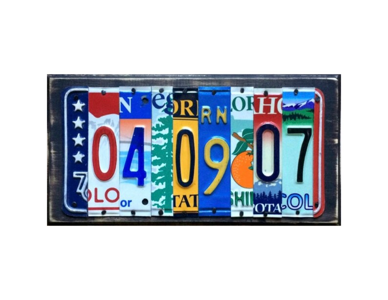 You can pick the states! 10th 15th 20th Year Anniversary License Plate Sign Wedding Gift of Tin Anniversary Date 10 Year Anniversary Gift