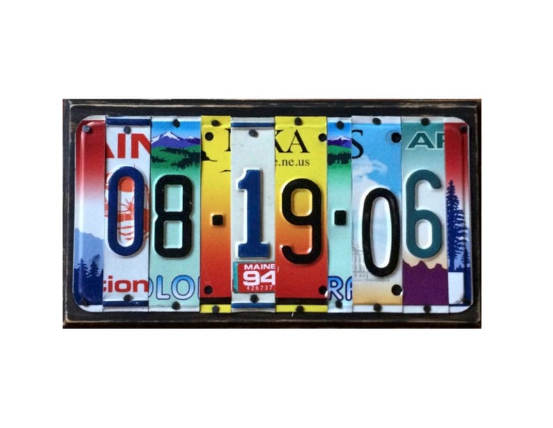 You can pick the states! 10th 15th 20th Year Anniversary License Plate Sign Wedding Gift of Tin Anniversary Date 10 Year Anniversary Gift