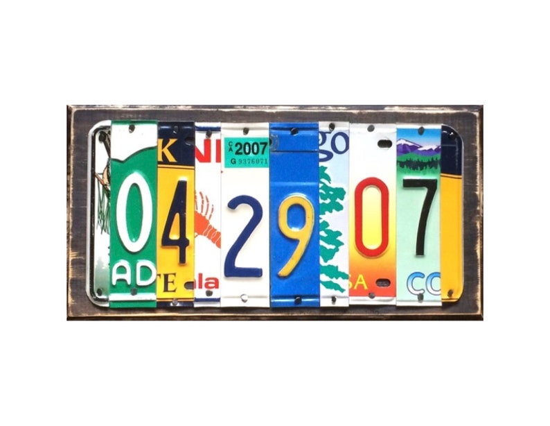 You can pick the states! 10th 15th 20th Year Anniversary License Plate Sign Wedding Gift of Tin Anniversary Date 10 Year Anniversary Gift