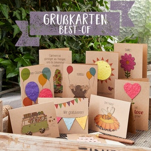 Ensemble de cartes de vœux en papier ensemencé | Une carte pour chaque occasion avec du papier ensemencé à planter | Bouquet de fleurs toujours inclus :)