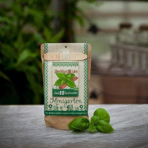 Mini Garden Cinnamon Basil Complete growing kit for this christmasy basil Sieved soil, organic seeds and detailed German instructions afbeelding 1