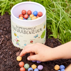 100 biglie colorate a forma di fiore "La mia avventura nella natura" | bombe di semi colorate fatte a mano | Perfetto per il compleanno di un bambino | Regalo per bambini