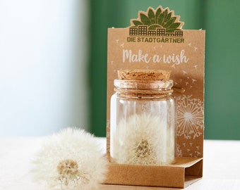 Die Stadtgärtner - Make a Wish Jars I Real dandelion in a jar I Perfect gift idea for any occasion I For birthdays, weddings, holidays