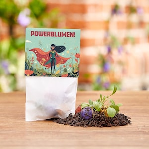 10x 5 billes de fleurs dans un sac en verre - fleurs puissantes | Anniversaire des enfants super-héros | Sacs de fête et cadeaux | Cadeau pour enfants