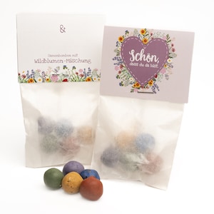 Set di 10 - 5 biglie di fiori colorati in un sacchetto - Regalo di nozze e omaggio - È fantastico che tu sia qui - Perfetto come decorazione da tavola
