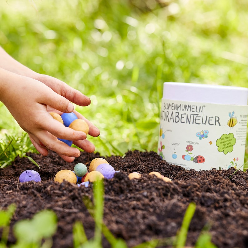 100 bunte Blumenmurmeln Mein Naturabenteuer handgerollte, farbenfrohe Samenbomben Perfekt zum Kindergeburtstag Geschenk für Kinder Bild 8