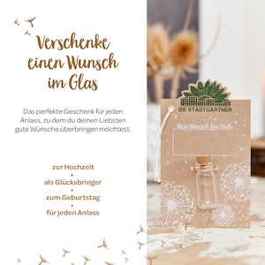 Kleiner Wunscherfüller I Echtes Pusteblumen-Schirmchen im Glas Geschenk zu Geburtstag, Hochzeit, Muttertag und andere Anlässe image 4