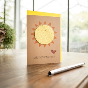 Carte de voeux "Bonjour Soleil" - Avec graines de fleurs