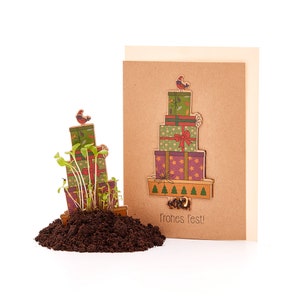 Nachhaltige Weihnachtskarte zum Einpflanzen mit Geschenk-Motiv Grußkarte Weihnachten mit Saatgut Weihnachtsgrußkarte zum Verschenken Bild 2