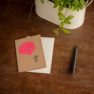 Grußkarte "Maus mit Herz" | Liebesbrief mit Saatpapier-Herz zum Einpflanzen | Enthält 10 verschiedene Wildblumensamen