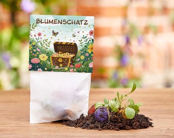 10x 5 flower marbles in a glassine bag - flower treasure | pirate birthday | treasure hunt | giveaway | party favors for children's birthdays