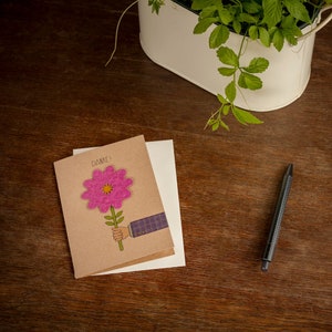 Dankeskarte I Grußkarte Danke mit einer Blume I Karte Danke I Blume aus Saatpapier image 1