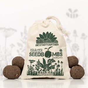 Seed Bombs Wild Herbs Mindfully made flower bombs from the City Gardeners 8 seed balls in reusable cotton bag image 2