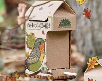 The City Gardeners – Organic Outdoor Buffet for Birds | Weatherproof hanging bird feeder made of natural cardboard & 200g high-quality organic food