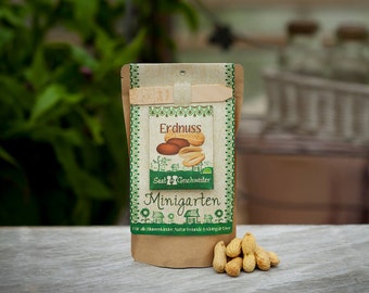 Mini Garden Peanuts | Complete growing kit for crisp monkey nuts | Contains sieved soil, organic seeds and detailed (German) instructions