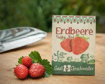 Erdbeere "Tubby Red"-Saatgut | Saftige Erdbeeren selber anbauen | Samen reichen für 60 Pflanzen