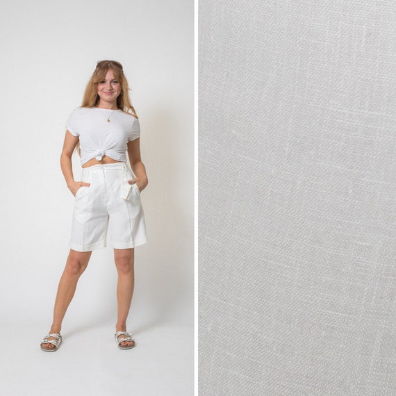 BERMUDA shorts vintage WHITE shorts LINEN shorts 8