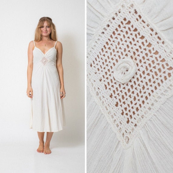 Beach Wedding Dress Vintage Open Back Hippie Boho Bridal Etsy