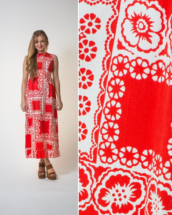 Malia Honolulu dress vintage SIXTIES red and white