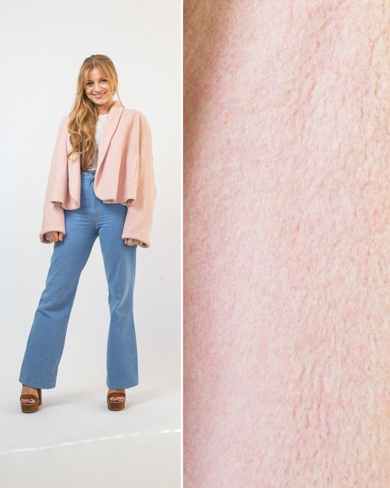 Vintage Swing Coat Cropped Coat Cropped Swing Coat Short Swing Coat Pale Pink Coat Millennial Pink Minimal Cozy Fuzzy Jacket Shawl Collar