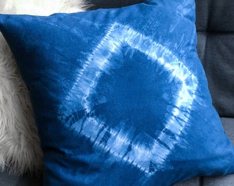 Hand-Dyed Pillow Cover - Shibori Indigo 100% Cotton