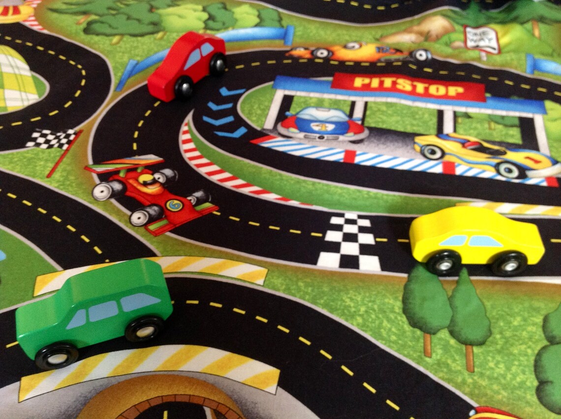 LARGE Children's Fabric Racetrack Playmat with Parking Etsy
