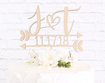 Initials Date Cake Topper, Wedding Cake Topper, Cake Topper for Wedding, Personalized Cake Topper, Custom Cake Topper