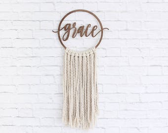 Macrame Wall Hanging, Custom Macrame Wall Hanging, Wall Hanging, Custom Wood Name Wall Art