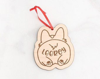 Personalized Corgi Name Ornament, Personalized Gift, Christmas Gift, Corgi Dog Puppy Ornament, Wood Corgi Ornament