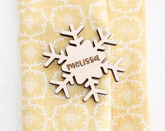 Personalized Place Setting, Snowflake Place Setting, Place Card, Christmas Table Setting Names