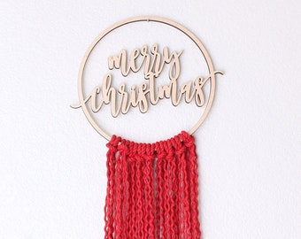 Merry Christmas Macrame Wall Hanging, Custom Macrame Wall Hanging, Wall Hanging, Custom Wood Name Wall Art