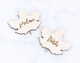 Thanksgiving Placecards Wood Place Cards Thanksgiving Table Setting Leaf Name Cards Leaf Shape Thanksgiving Decor