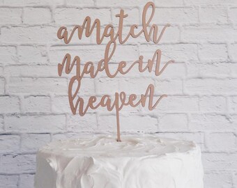 Wedding Cake Topper, Wedding Cake Toppers, Rustic Wedding Cake Topper, Modern Wedding Cake Topper, Gold Cake Topper, Match Made in Heaven