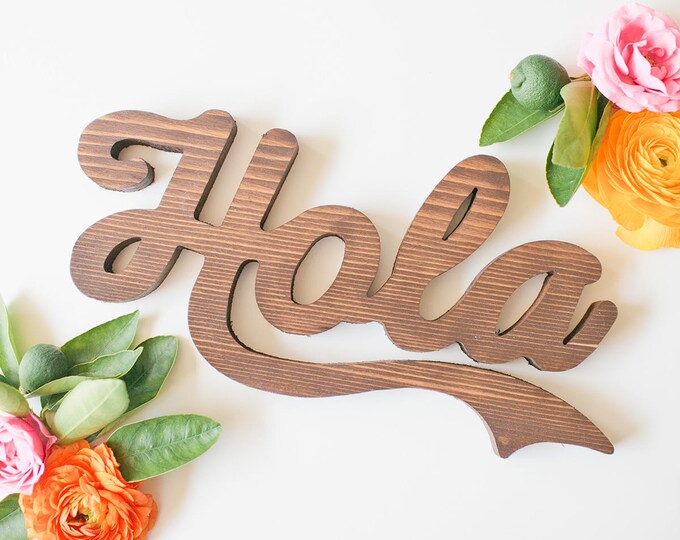 Hola Sign, Wood Hola, Hola Wall Hanging, Wood Wall Hanging, Wood Word ...