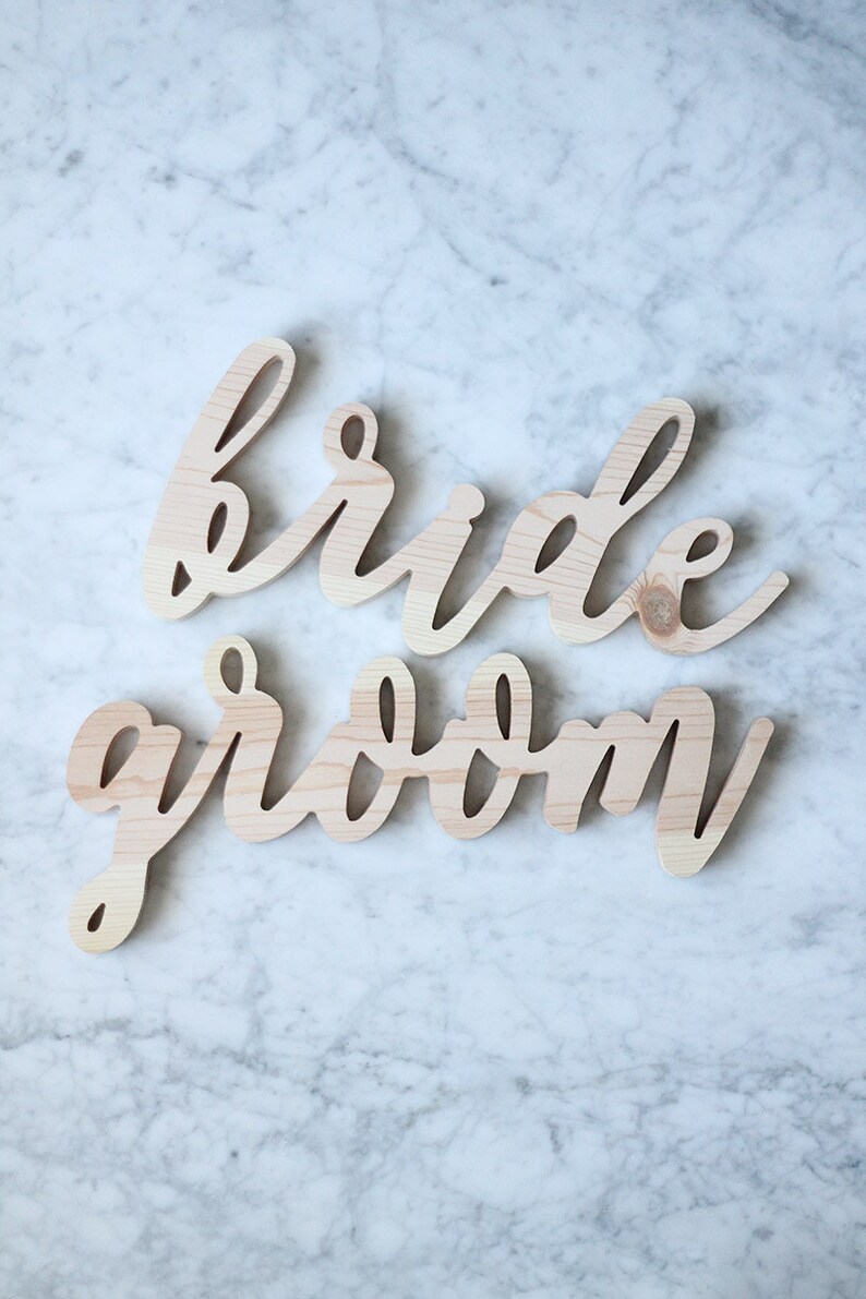 Bride & Groom Chair Signs, Sweetheart Chair Signs, Wood Wedding Signs, Wood Bride and Groom Signs image 3