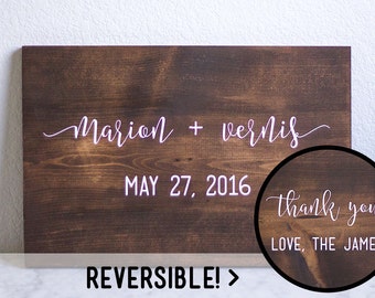 Reversible Wedding Sign, Welcome Wedding Sign, Thank You Sign, Wedding Signage