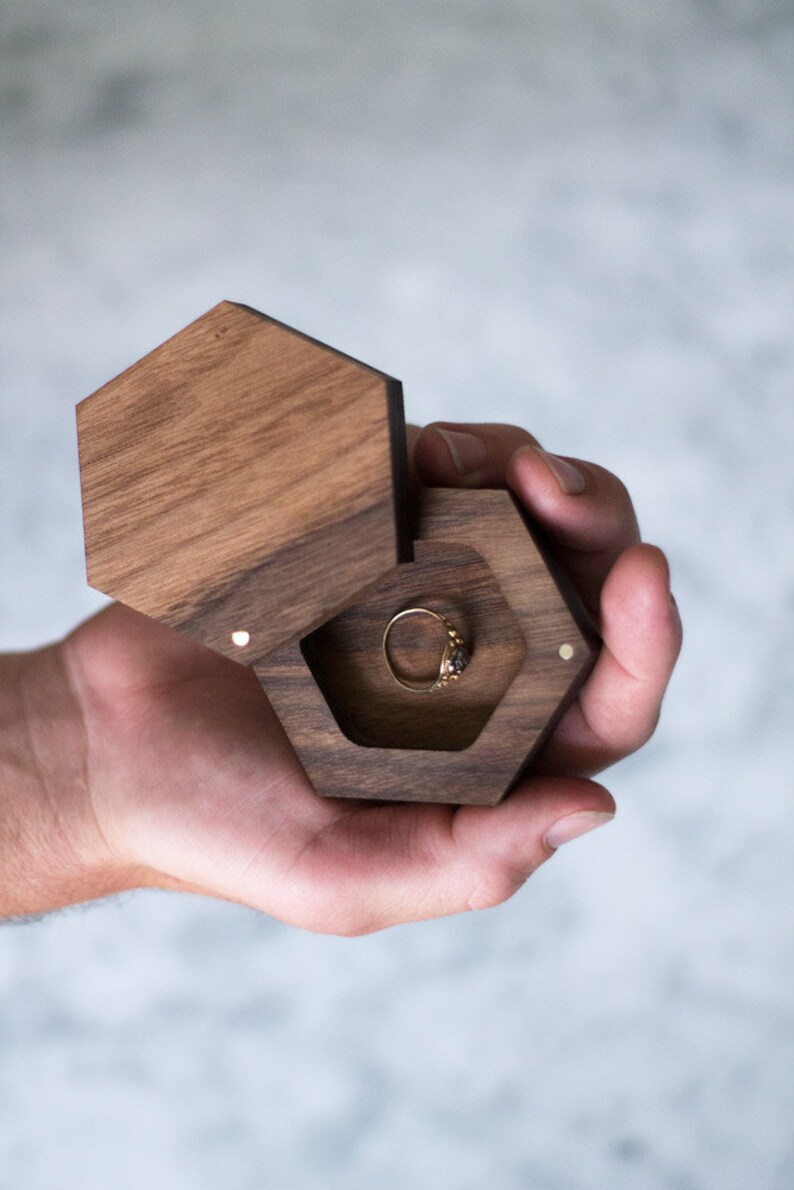 Wooden Ring Box Wislist Wooden Engagement Ring Box Small Slim Flat Ring Case For Proposal,Wedding... Ring Box Wedding Day