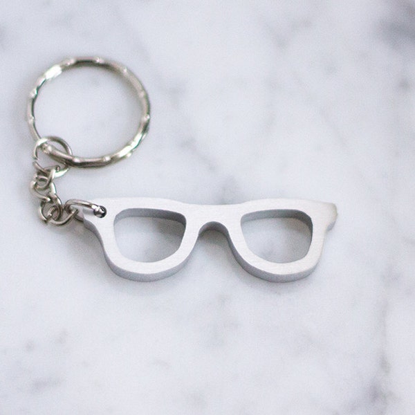 Nerd Glasses, Custom Keychain, Metal Keychain, Custom Metal Keychain, Keyring, Silver Keychain, Brass Keychain, Keychains