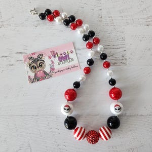Jack Skellington Santa Christmas Themed Chunky Bubblegum Necklace, Sandy Claus Necklace