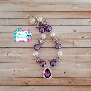 Princess Sophia Amulet Chunky Bubblegum Bead Necklace, Bubblegum Necklace, Sophia Necklace