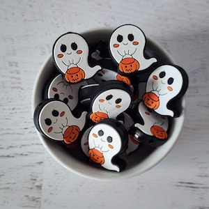 Treat or Treat Ghost Silicone Bead | Silicone Focal Bead