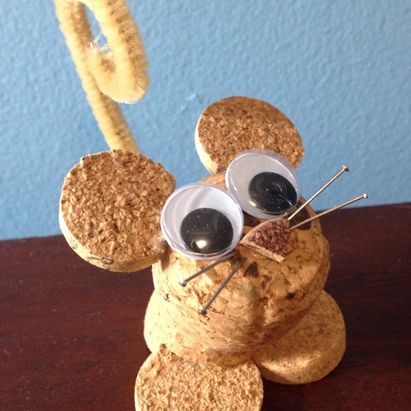 mouse figurine/ornament made from recycled corks