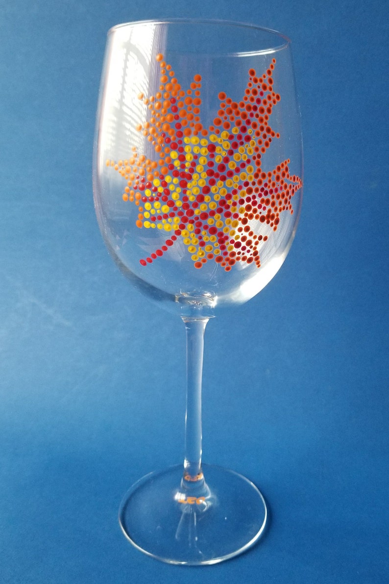 Autumn Wine Glass Leaf Glass Large Wine Glass Thankgiving Etsy