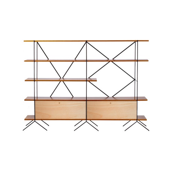 Mid Century Modern Bookcase Room Divider Shelving Unit Etsy
