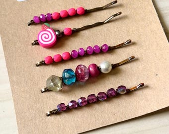 Colorful Beaded Bobby Pins for Teens and Moms