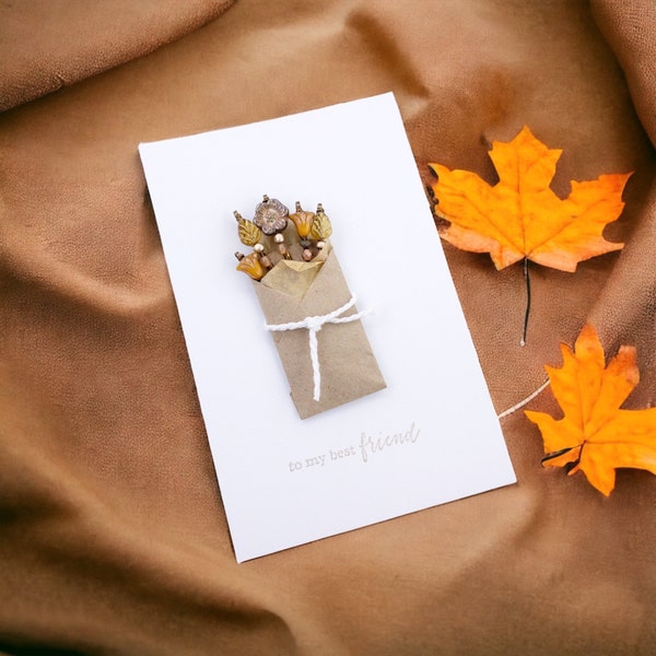Flower Bobby pins - Gifts for your Best Friend - Fall Hair pins - Best friend Card