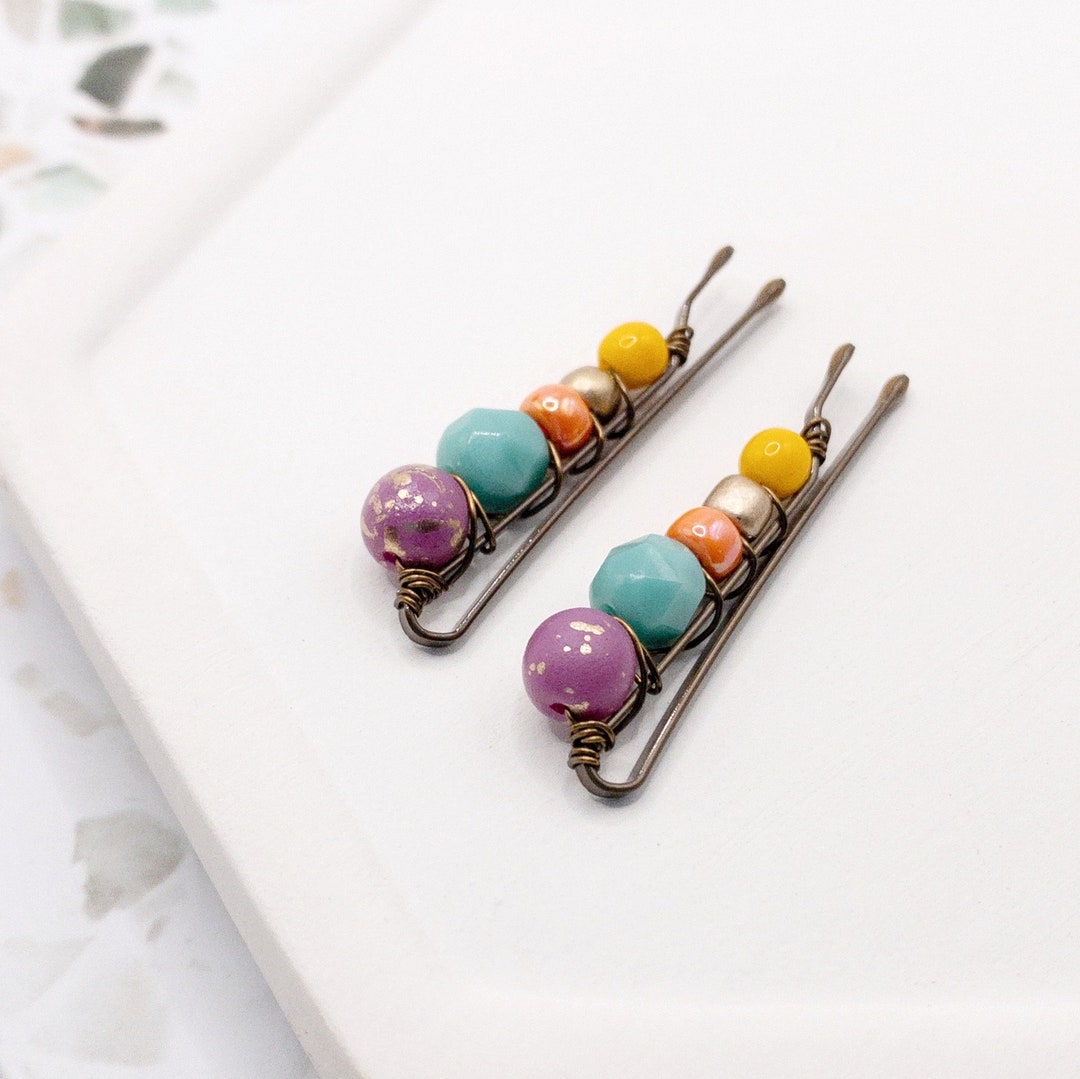 Bobby Pins for Short Hair Beaded Hair Barrette Birthday Etsy