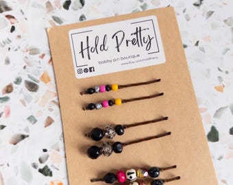 Beaded bobby pins - Birthday gifts for women - Small barrettes for Short Hair - Yoga Teacher gift